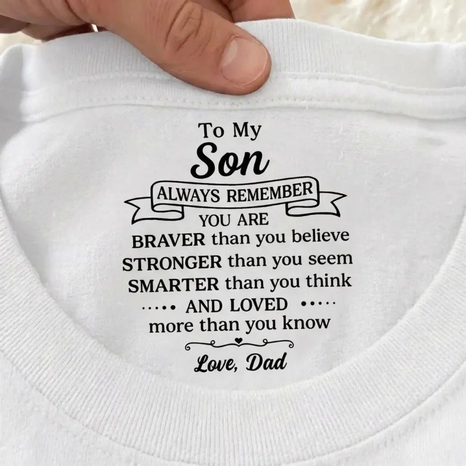 Inner Neck Message T-Shirt for Son/Daughter – From Mom/Dad