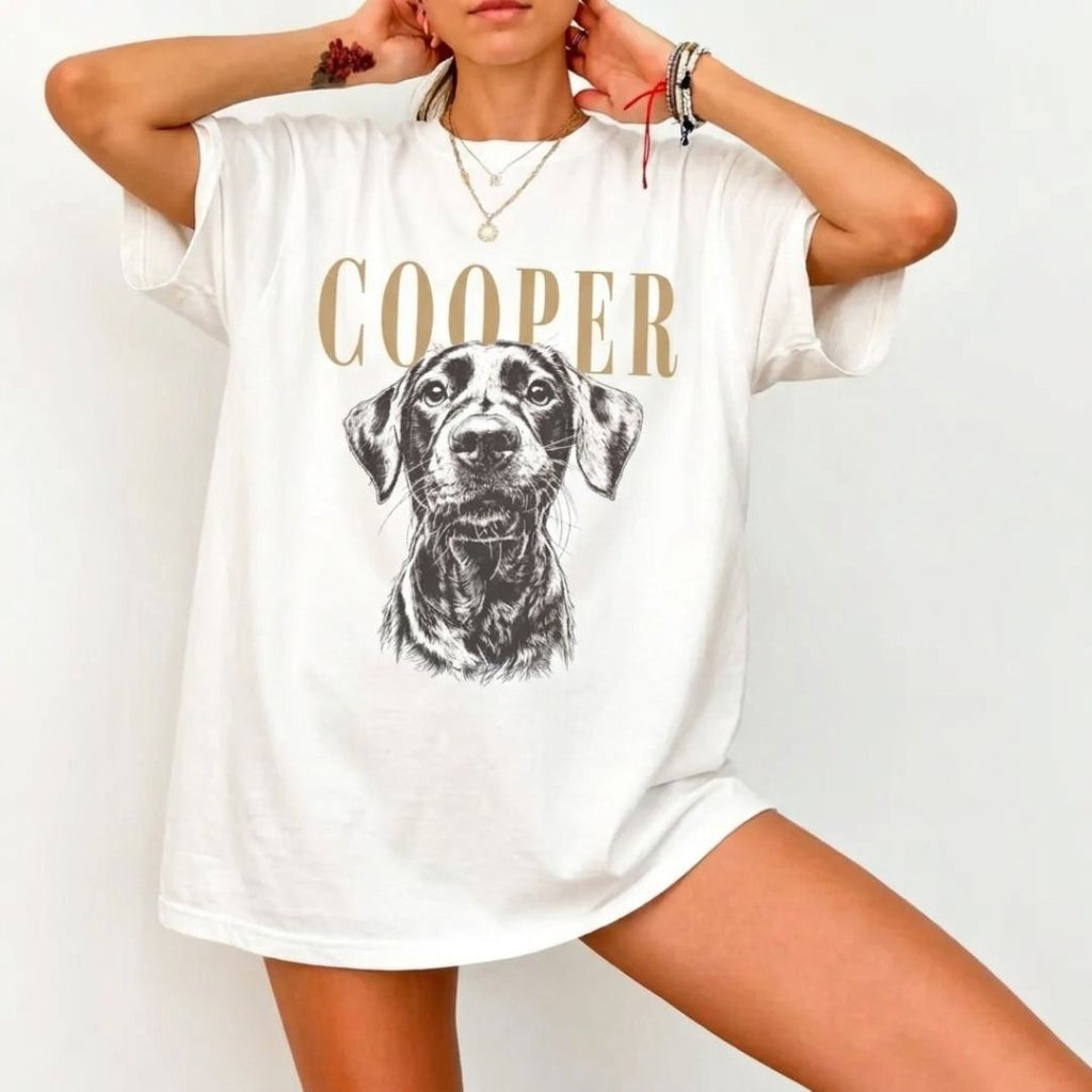 Personalized Pet Portrait Vintage T-Shirt – Custom Photo & Name