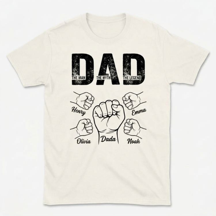 Personalized Fist Bump Family T-Shirt with Kids Names