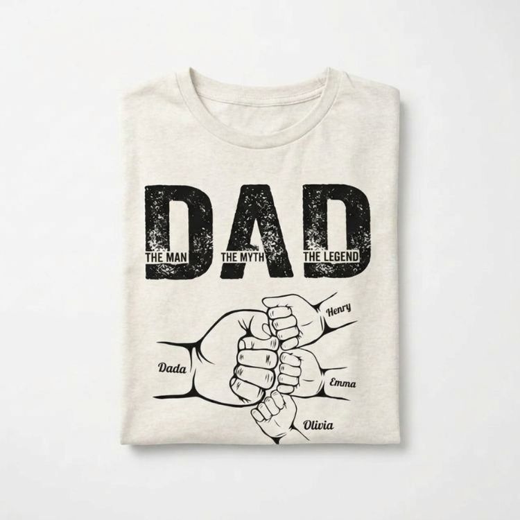 Personalized Fist Bump Family T-Shirt with Kids Names