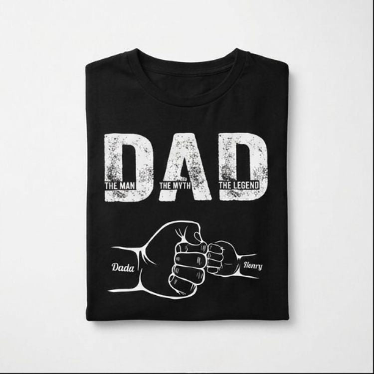 Personalized Fist Bump Family T-Shirt with Kids Names