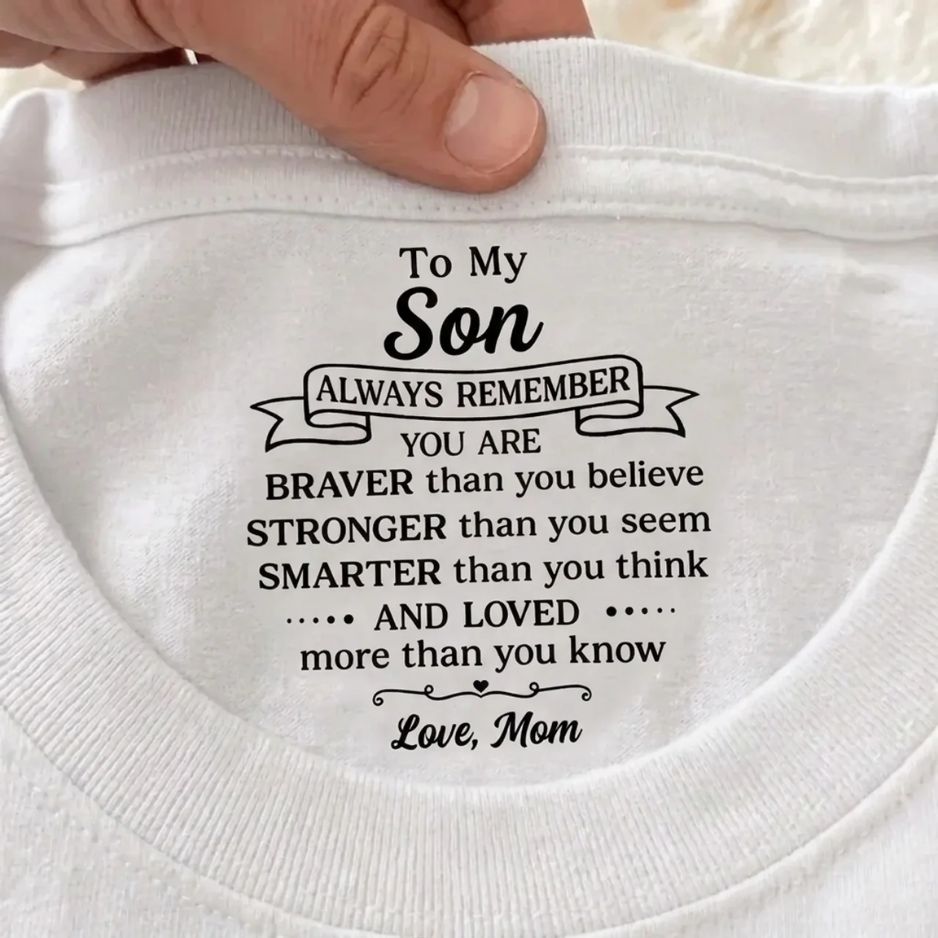 Inner Neck Message T-Shirt for Son/Daughter – From Mom/Dad