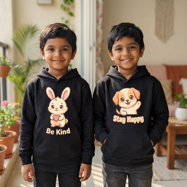 Set of 2 Be Kind & Stay Happy Kids Hoodie