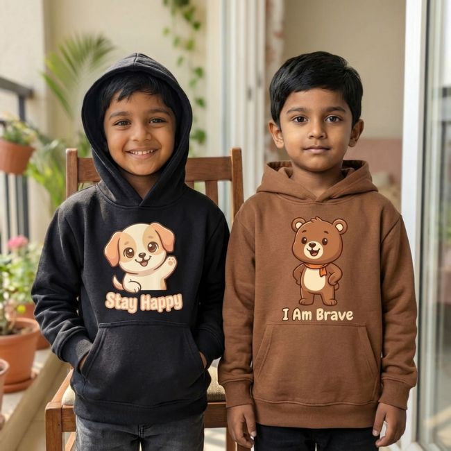 Stay Happy & I Am Brave Kids Hoodie Combo
