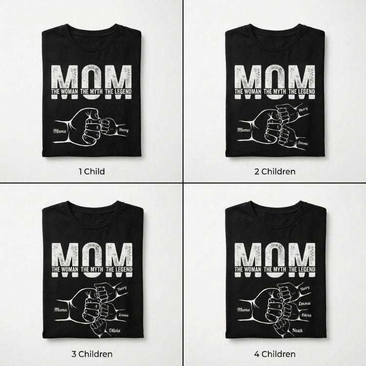 Personalized Fist Bump Family T-Shirt with Kids Names