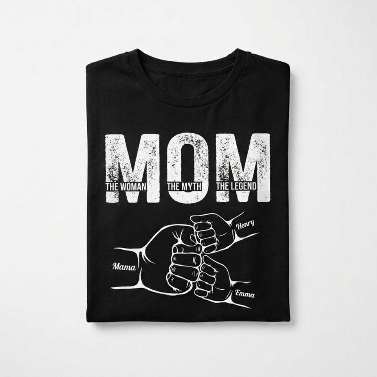 Personalized Fist Bump Family T-Shirt with Kids Names