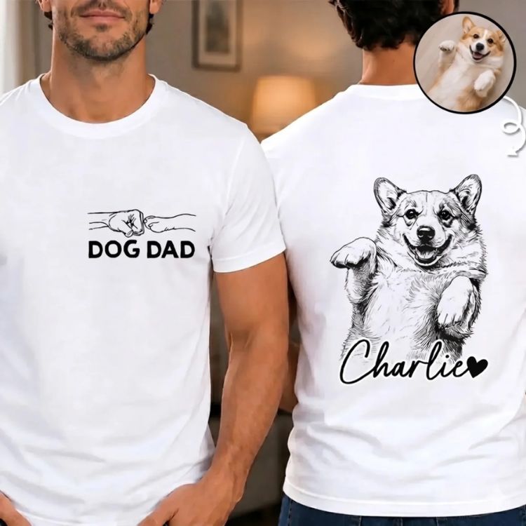 Pet Portrait T-Shirt | Custom Sketch Tee with Pet Name