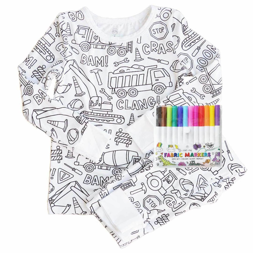 Magic Coloring Pajama Set – Top, Bottom & 12 Washable Markers for Kids