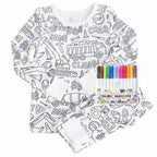 Magic Coloring Pajama Set – Top, Bottom & 12 Washable Markers for Kids