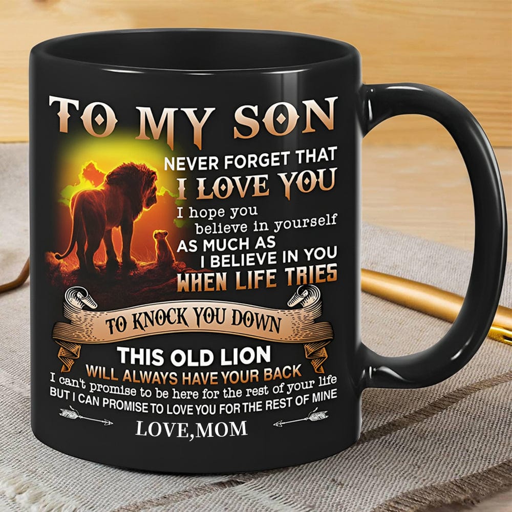 MG110_ To my Son Love, dad black Mugs