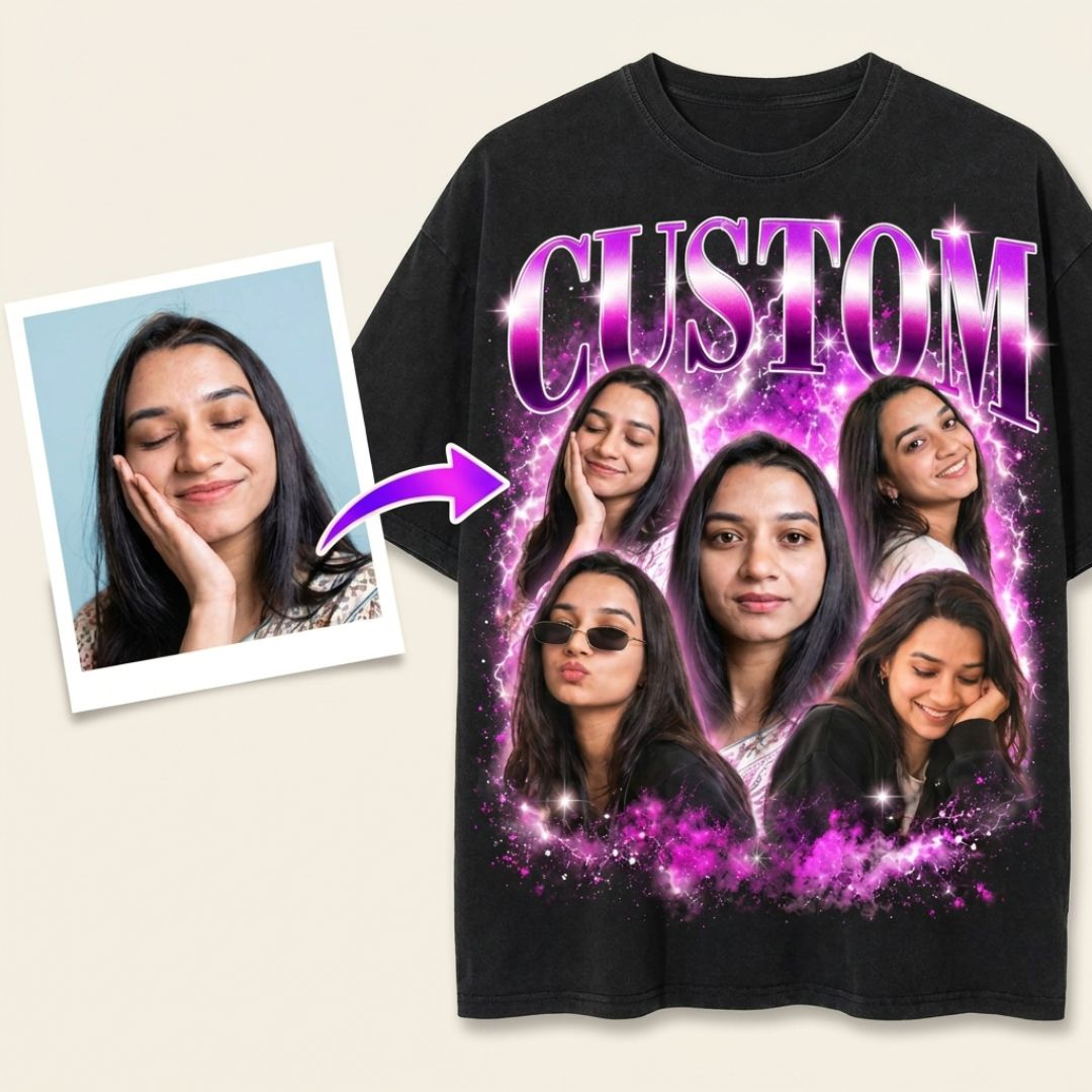 Custom Photo Collage Oversized T-Shirt