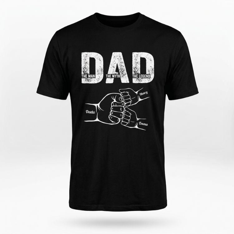 Personalized Fist Bump Family T-Shirt with Kids Names