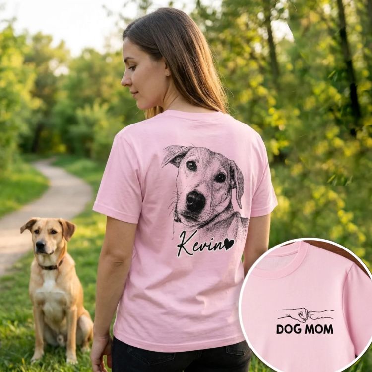 Pet Portrait T-Shirt | Custom Sketch Tee with Pet Name