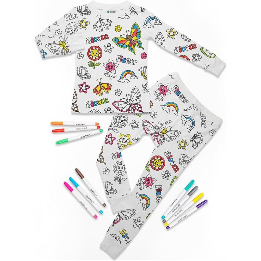 Magic Coloring Pajama Set – Top, Bottom & 12 Washable Markers for Kids