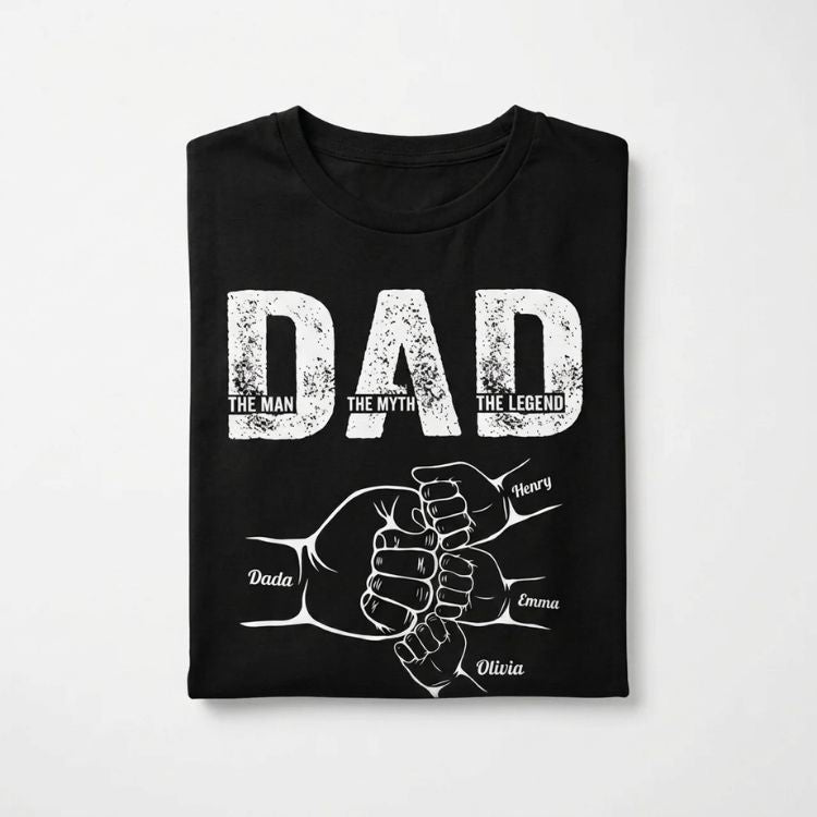 Personalized Fist Bump Family T-Shirt with Kids Names