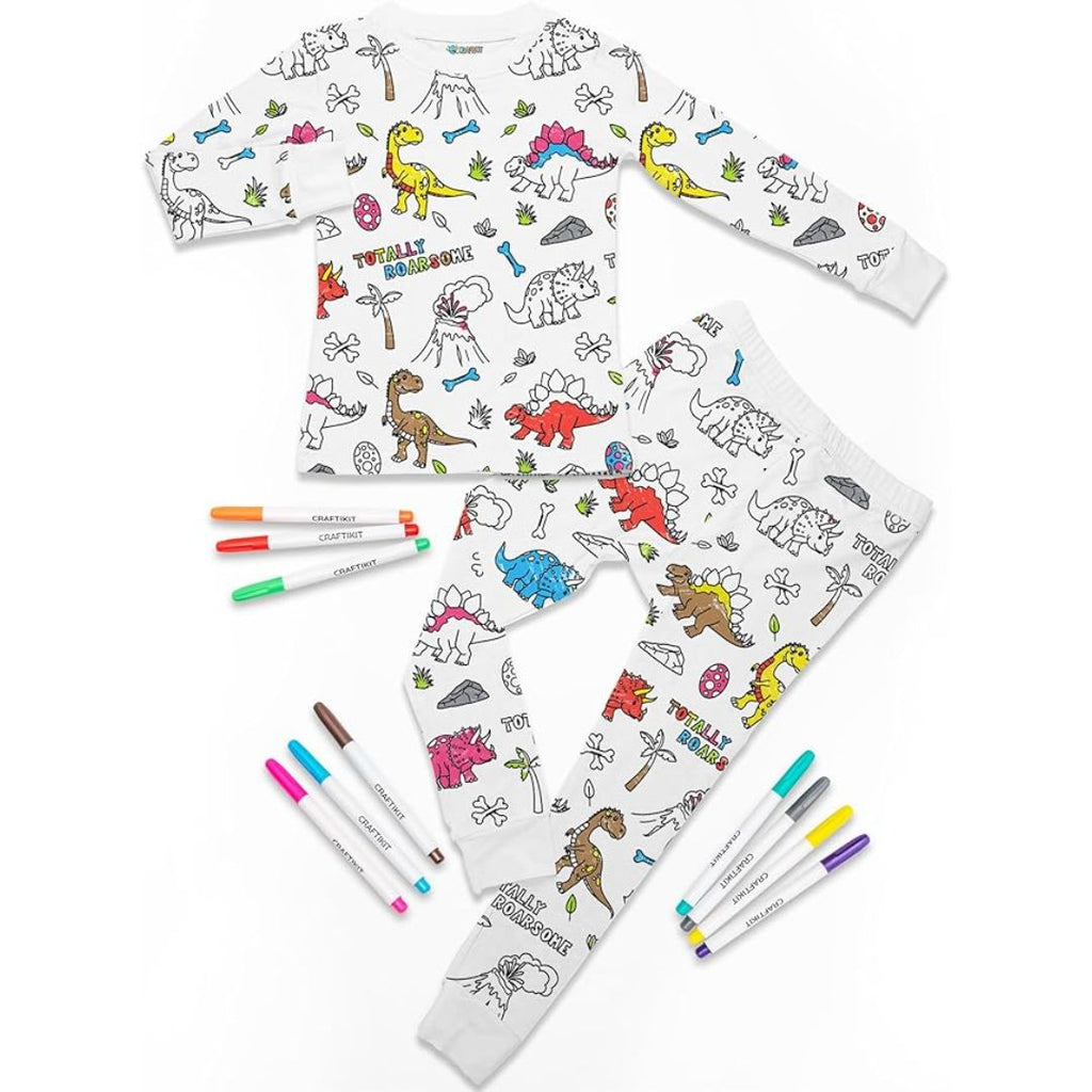 Magic Coloring Pajama Set – Top, Bottom & 12 Washable Markers for Kids