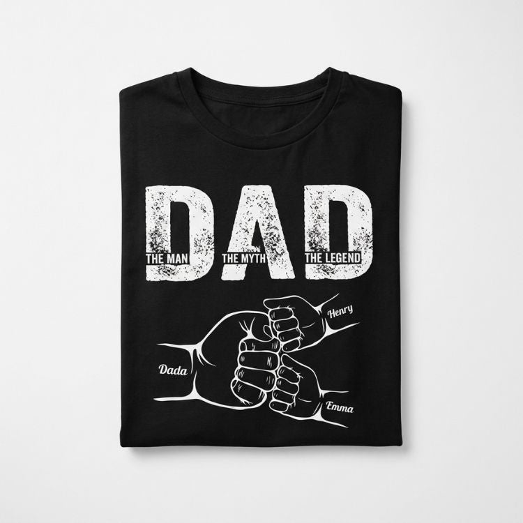 Personalized Fist Bump Family T-Shirt with Kids Names
