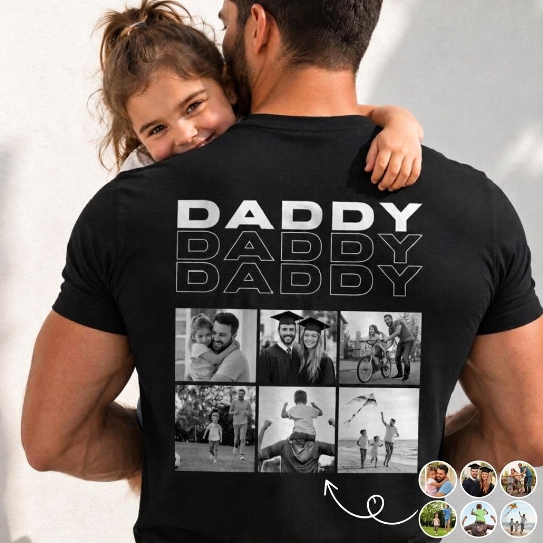 Personalized Photo Collage T-Shirt – Papa, Daddy, Mummy or Any Name