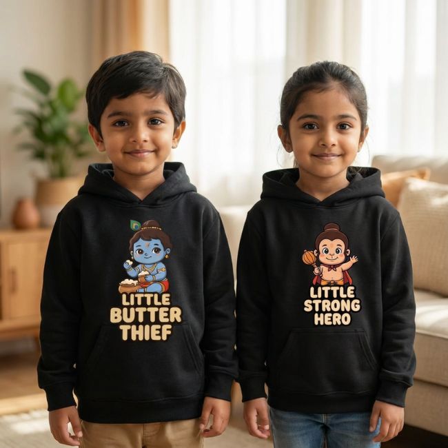 (Set of 2) Little Butter Thief & Little Strong Hero Kids Hoodie