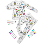 Magic Coloring Pajama Set – Top, Bottom & 12 Washable Markers for Kids