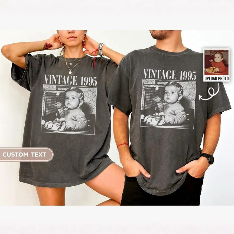 Vintage Custom Photo & Year Unisex T-Shirt