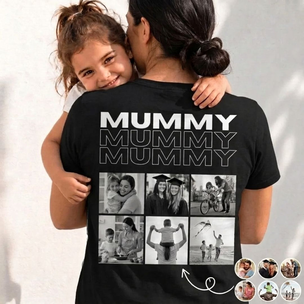 Personalized Photo Collage T-Shirt – Papa, Daddy, Mummy or Any Name
