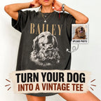 Personalized Pet Portrait Vintage T-Shirt – Custom Photo & Name