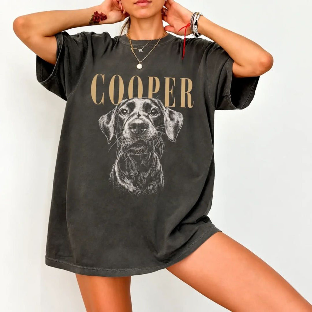 Personalized Pet Portrait Vintage T-Shirt – Custom Photo & Name