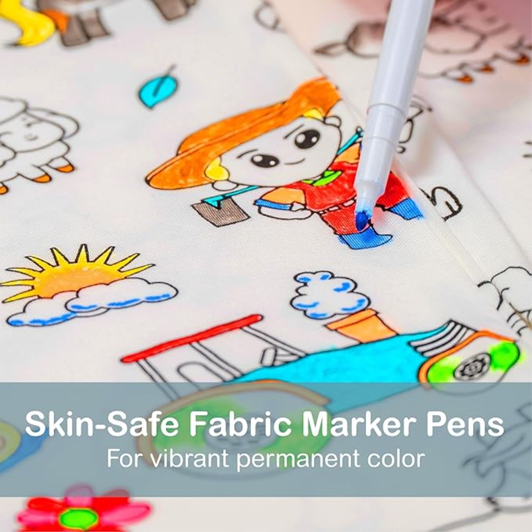 Magic Coloring Pajama Set – Top, Bottom & 12 Washable Markers for Kids