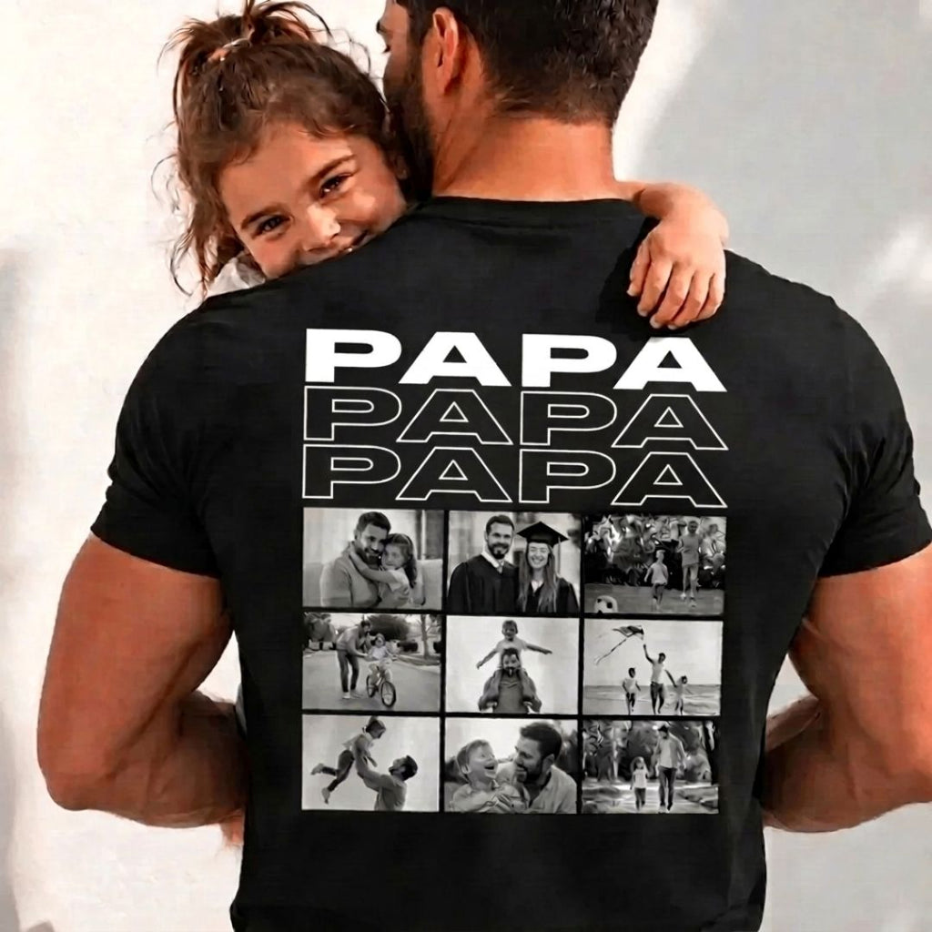Personalized Photo Collage T-Shirt – Papa, Daddy, Mummy or Any Name