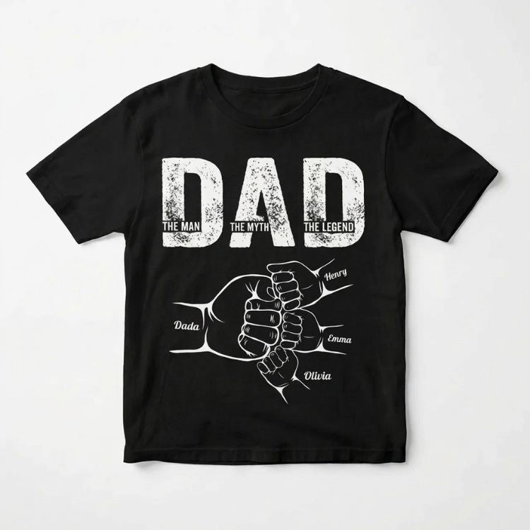 Personalized Fist Bump Family T-Shirt with Kids Names