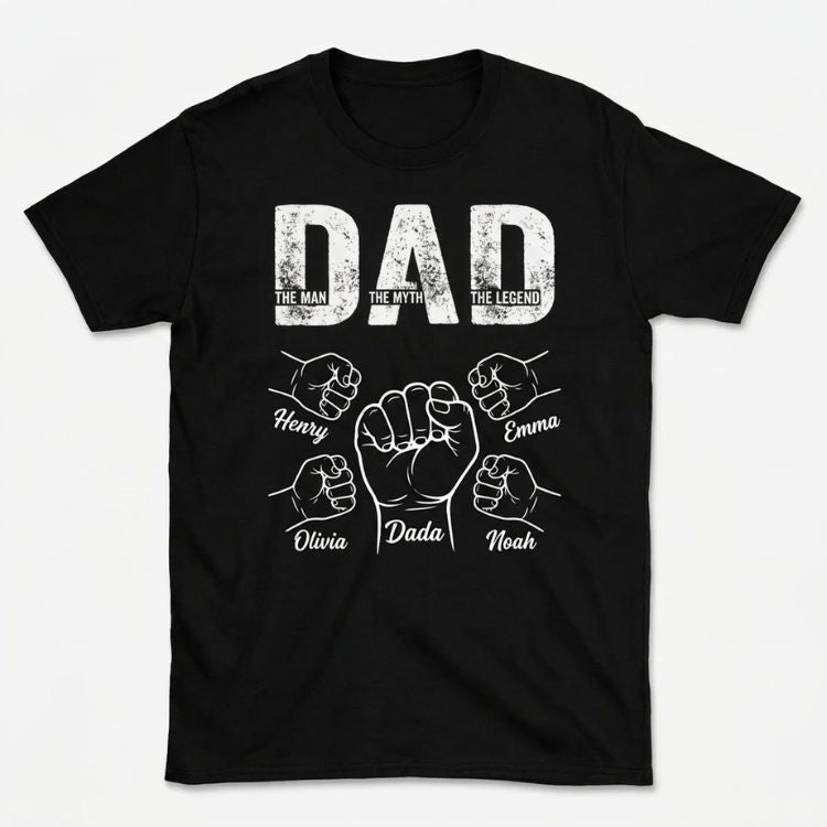 Personalized Fist Bump Family T-Shirt with Kids Names