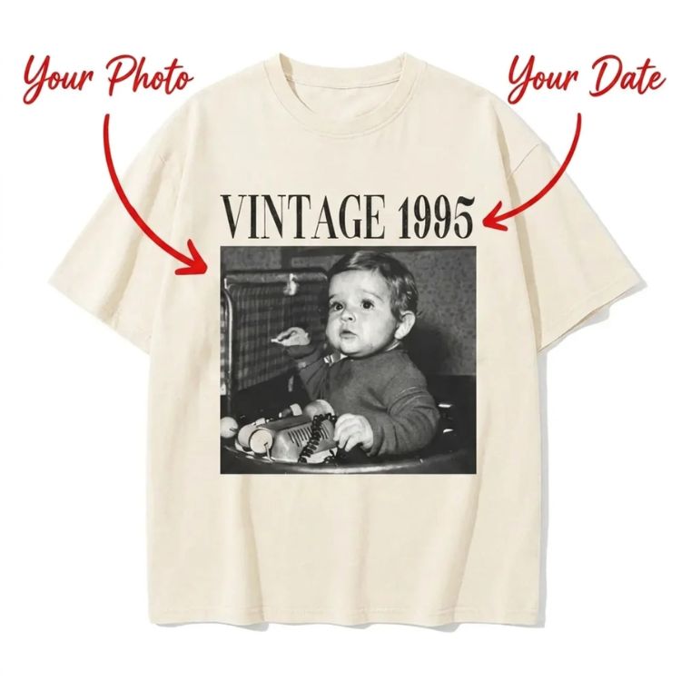 Vintage Custom Photo & Year Unisex T-Shirt