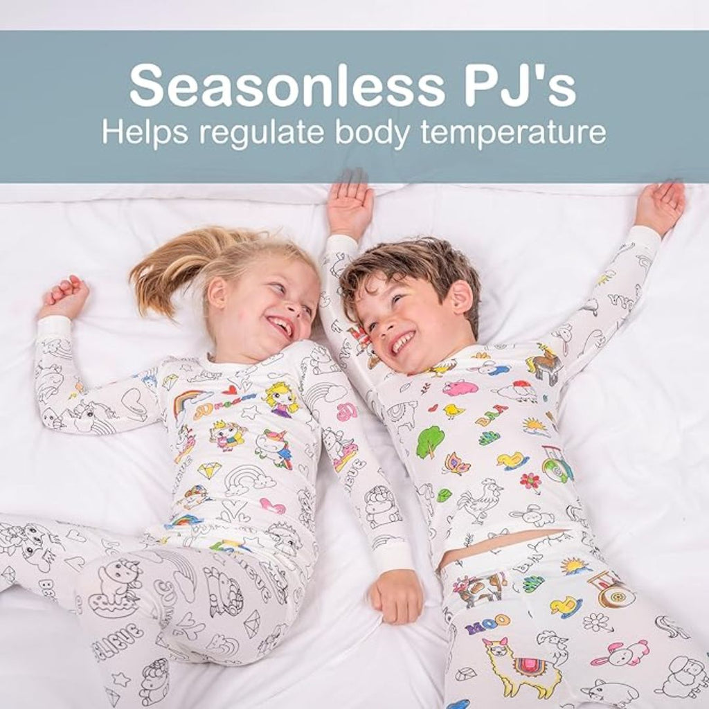 Magic Coloring Pajama Set – Top, Bottom & 12 Washable Markers for Kids