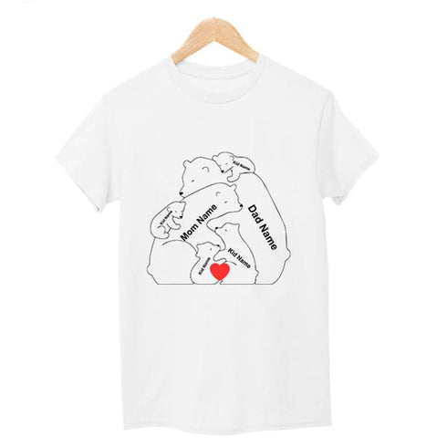 Mom and Dad with baby bear Tshirt White 