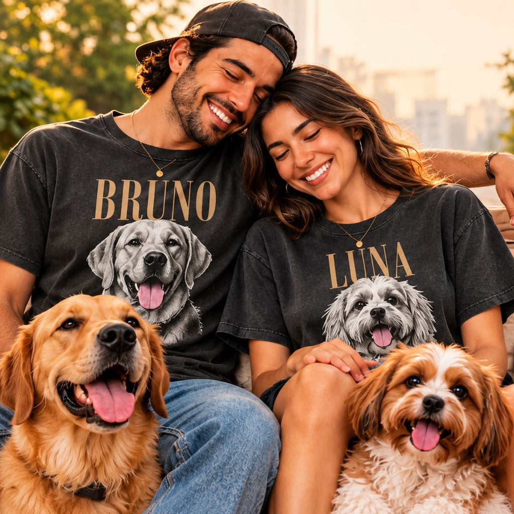 Personalized Pet Portrait Vintage T-Shirt – Custom Photo & Name