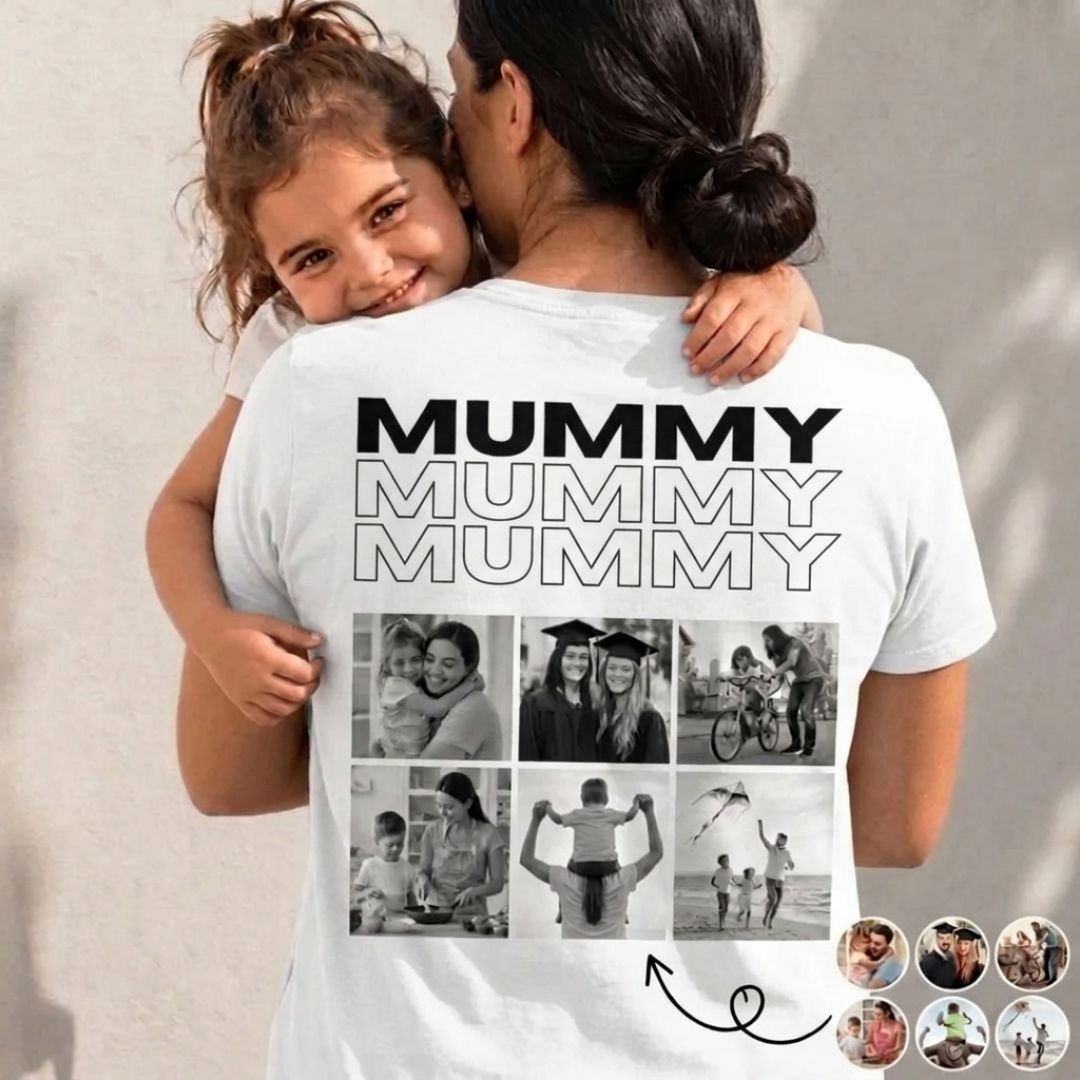 Personalized Photo Collage T-Shirt – Papa, Daddy, Mummy or Any Name