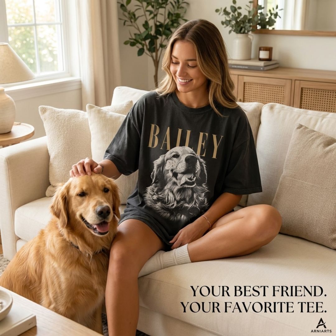 Personalized Pet Portrait Vintage T-Shirt – Custom Photo & Name