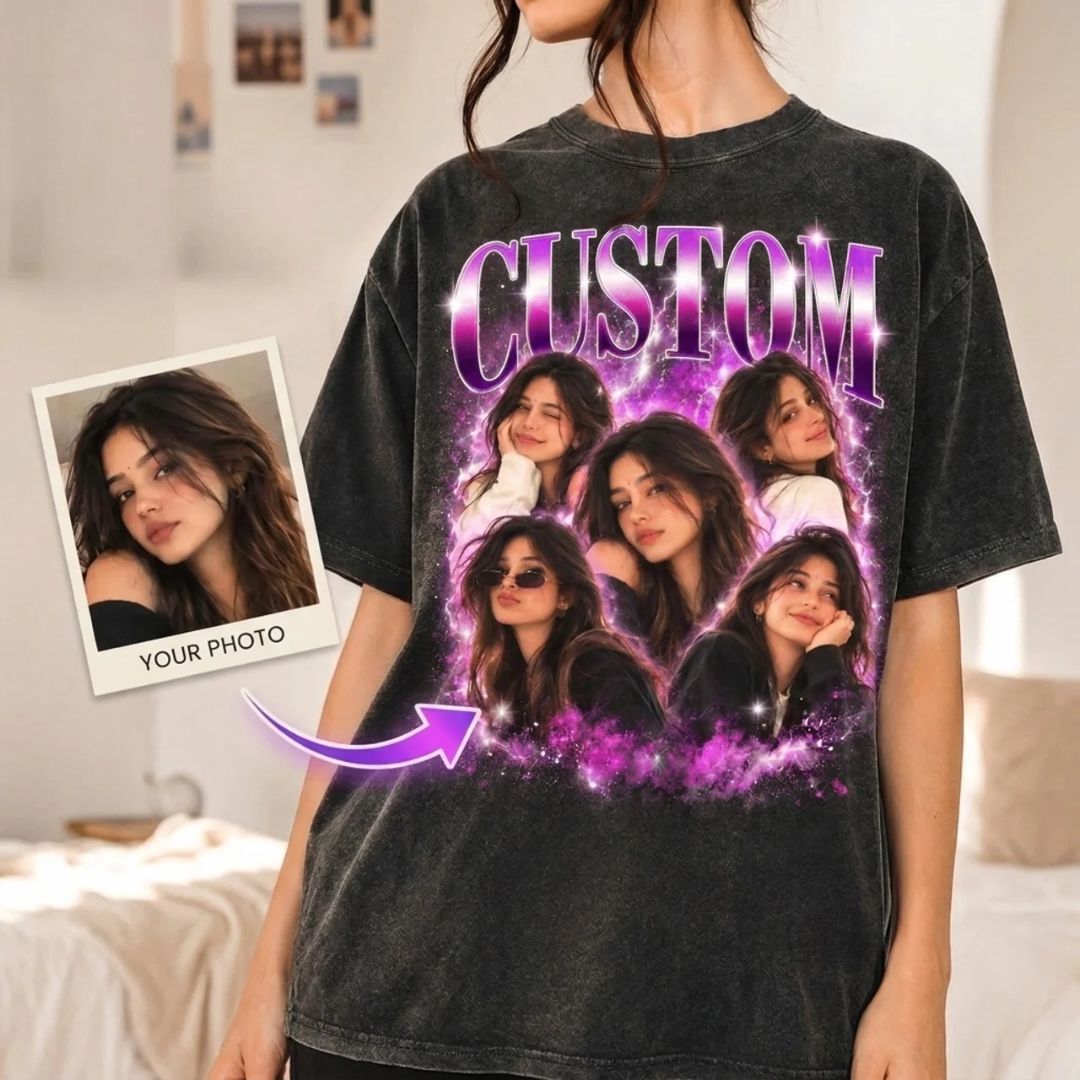 Custom Photo Collage Oversized T-Shirt
