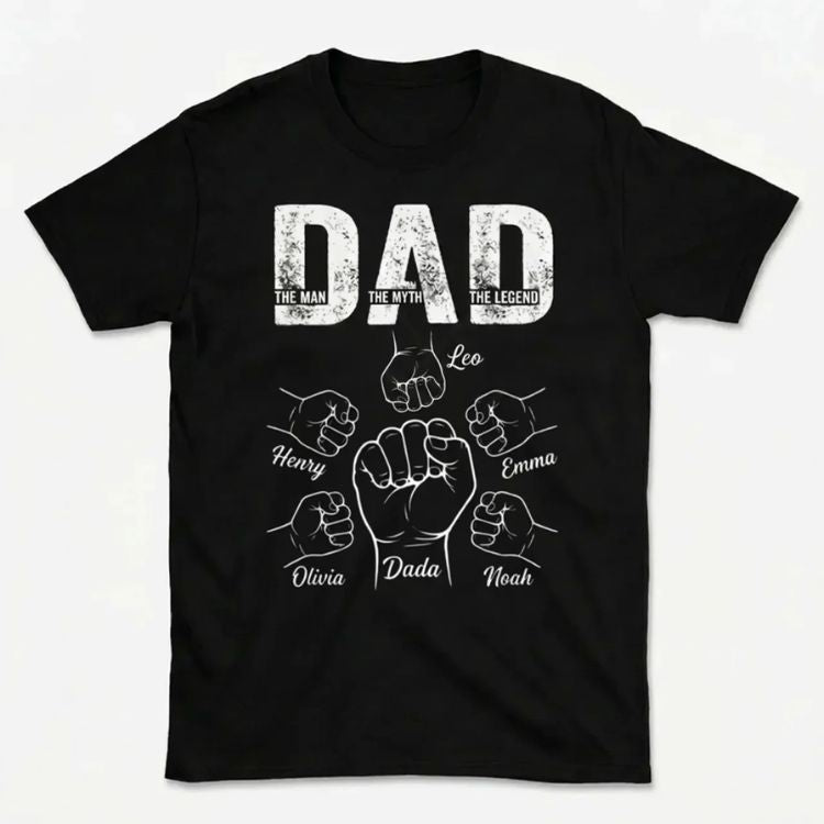 Personalized Fist Bump Family T-Shirt with Kids Names