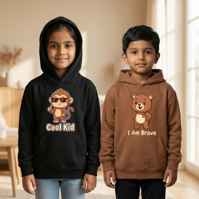 (Set of 2) Cool Kid & I Am Brave Kids Hoodie