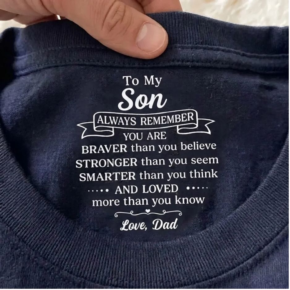 Inner Neck Message T-Shirt for Son/Daughter – From Mom/Dad