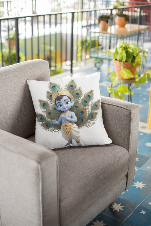 Krishna Janmashtami Printed Cotton pillow | Customized Janmashtami pillow 