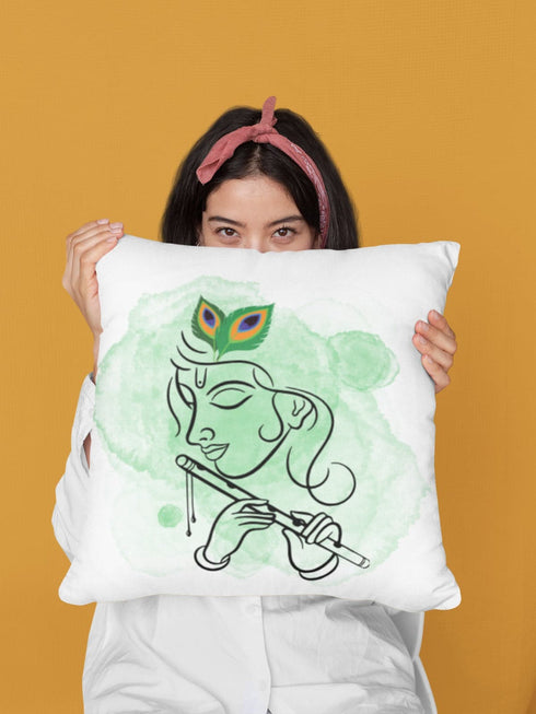 Little Krishna Printed Cotton pillow | Customized Janmashtami pillow