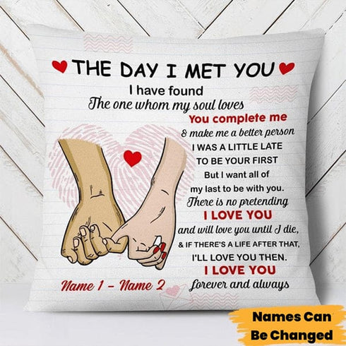 MG116_Customized Couple The Day I Meet You Pillow Case - ArniArts Mekanshi IndiaMG116_Customized Couple The Day I Meet You Pillow Case