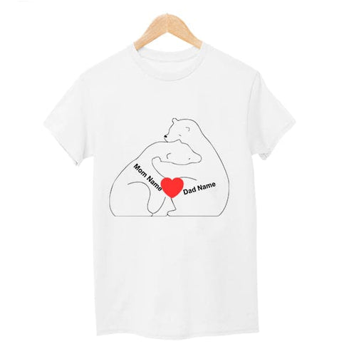 Mom and Dad with baby bear Tshirt White