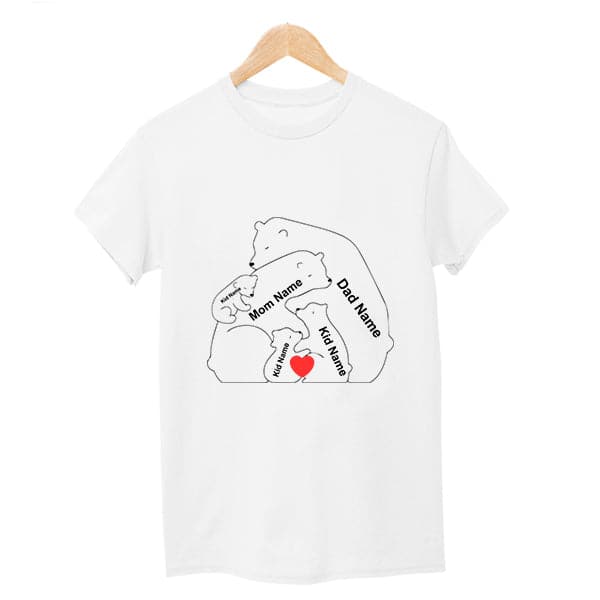 Mom and Dad with baby bear Tshirt White