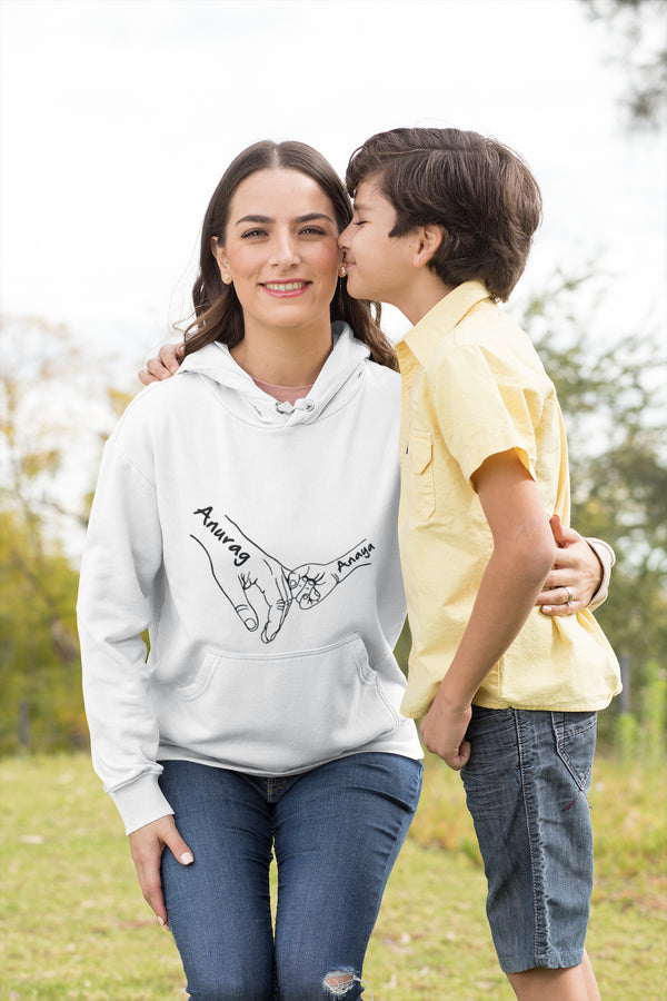 Mom / Dad and  Kids Hand in Hand hoodie