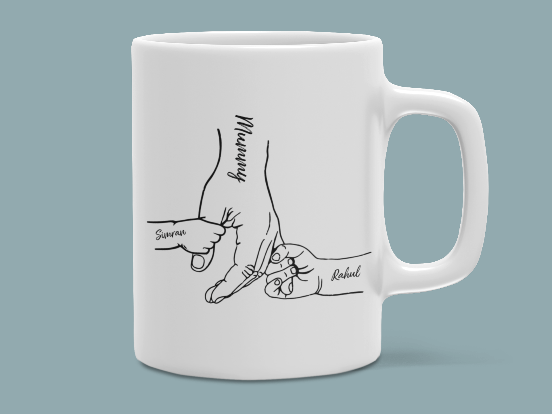 Holding Hands Custom Mom and Dad Mug Set