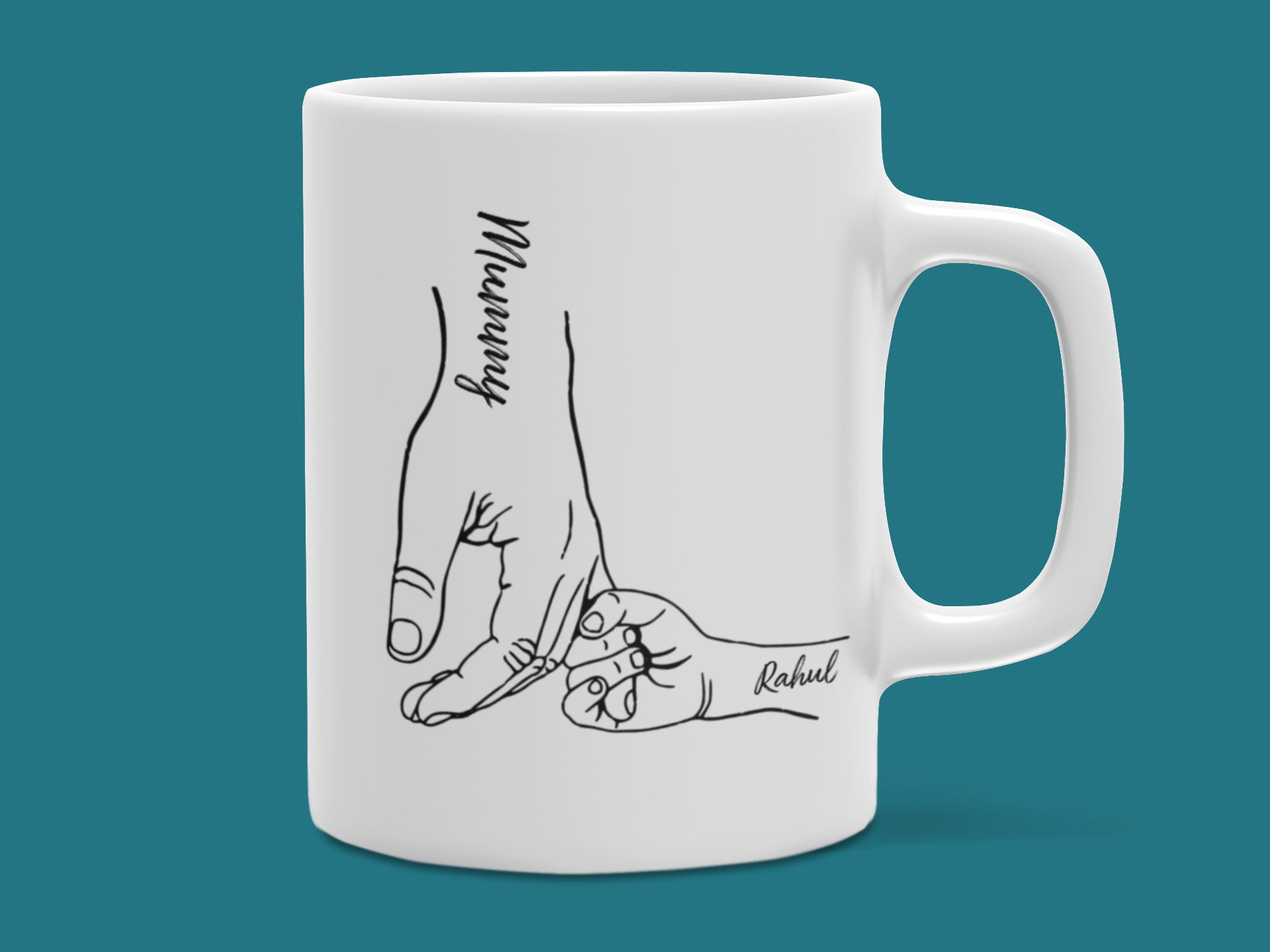 Holding Hands Custom Mom and Dad Mug Set